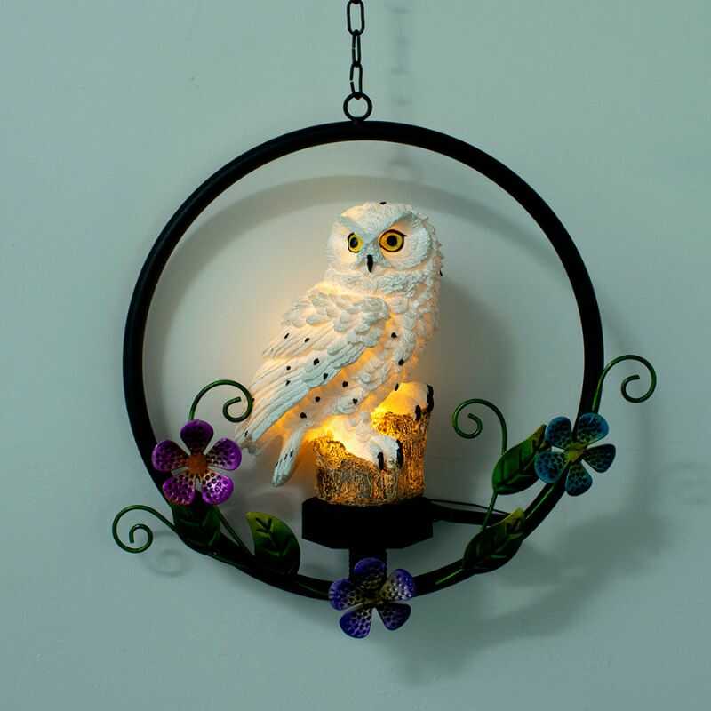 Colgante Buho con Luz Solar Decoracion exterior