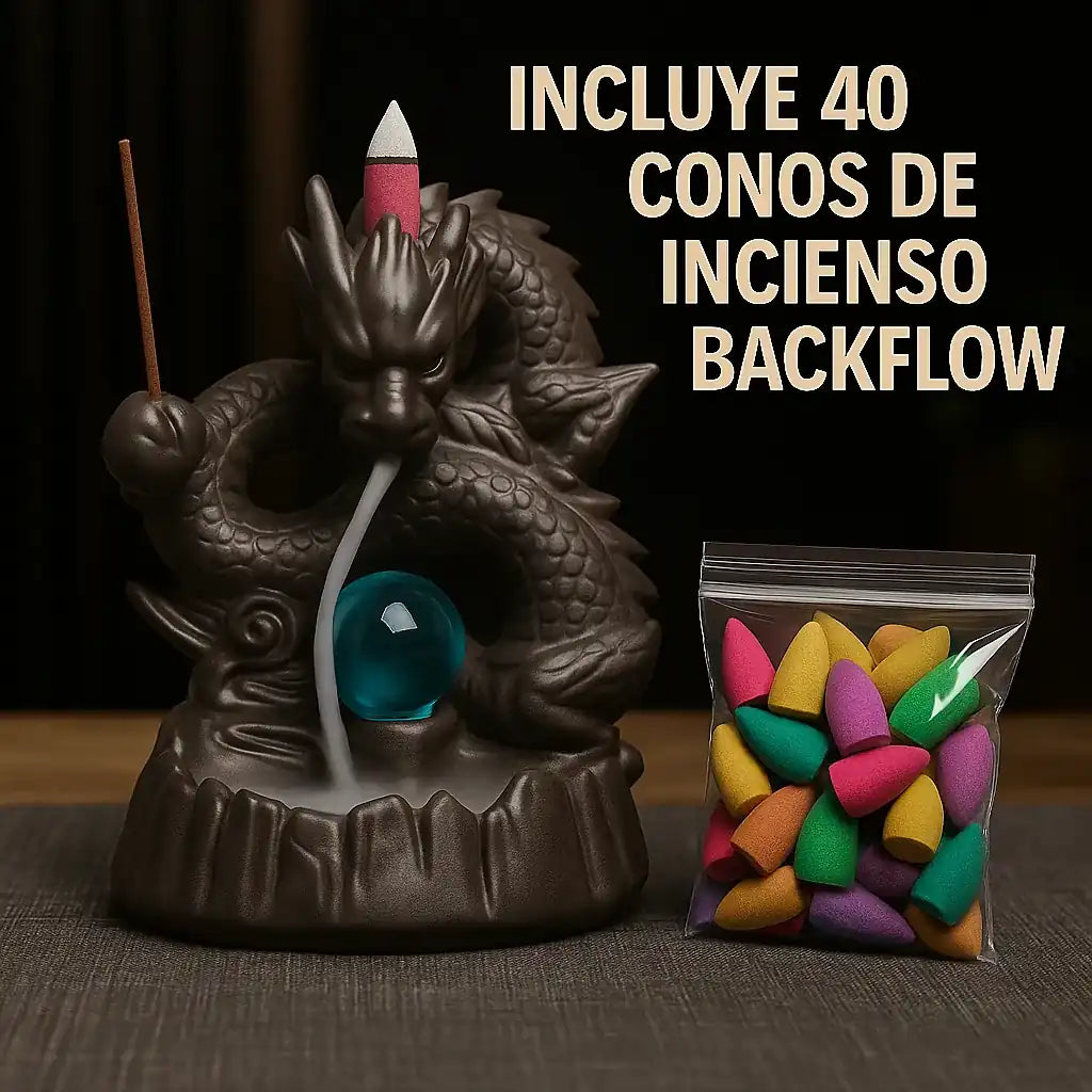 Dragón con esfera de cristal para decoración y aromaterapia