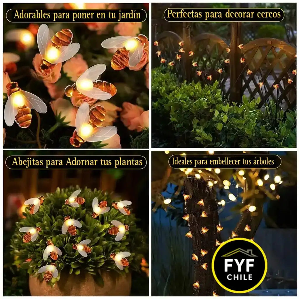 Modo intermitente de luces solares abejitas en acción