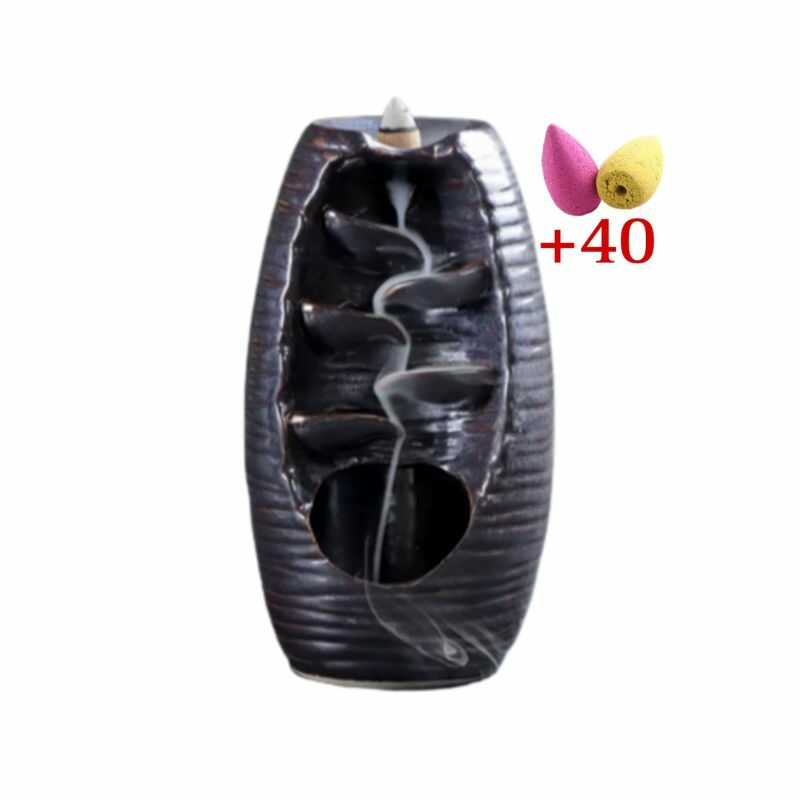 Porta incienso cascada de humo de cerámica como regalo decorativo