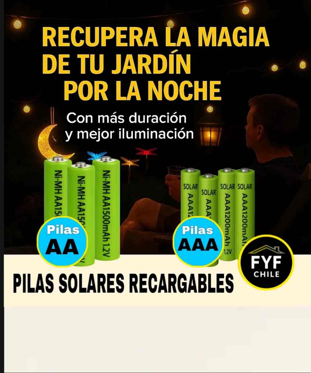 Pilas solares recargables AA para luces de jardín y adornos LED – energía ecológica para recuperar la iluminación exterior.