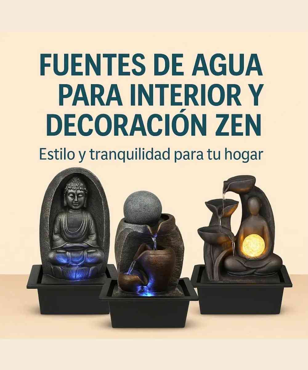 Fuentes de agua decorativas para interior con luz LED y diseño zen – Adornos relajantes para el hogar
