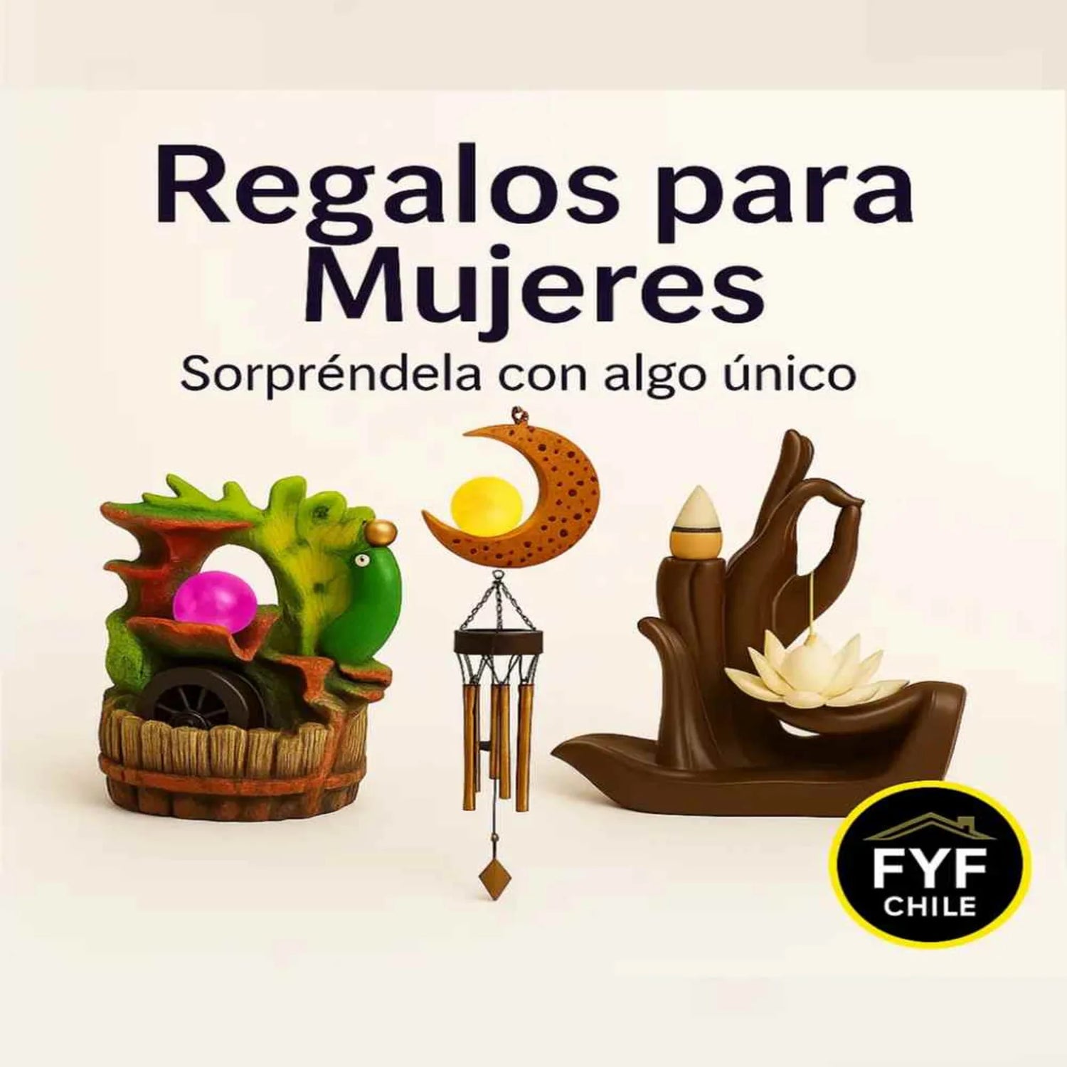 Regalos para mujer adulta con significado: cascada de humo, fuentes de agua decorativas y adornos solares de FyF Chile