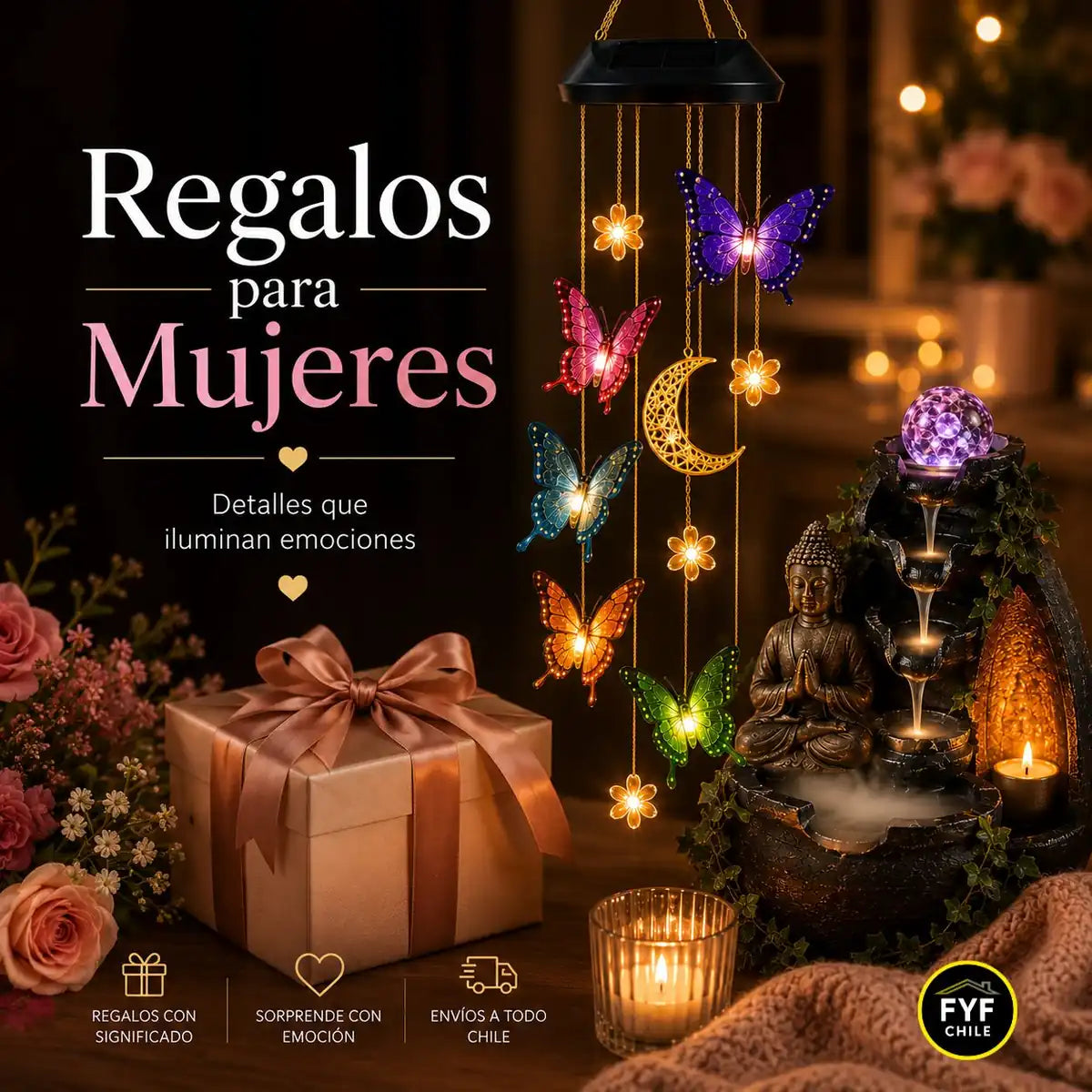 Regalos para mujer adulta con fuentes de agua, cascadas de humo y adornos solares decorativos de FyF Chile