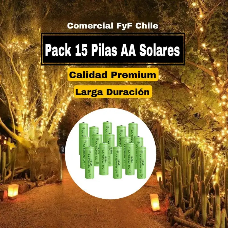 Baterías solares AA para iluminación nocturna en exteriores