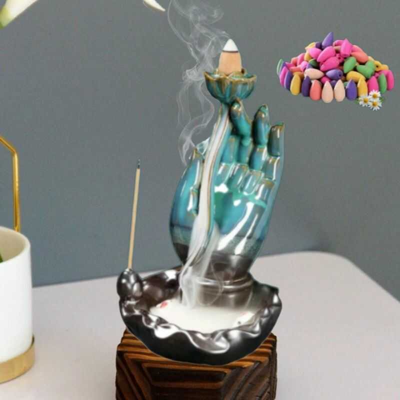 Cascada de humo de diseño artesanal en color turquesa para armonizar tu hogar.