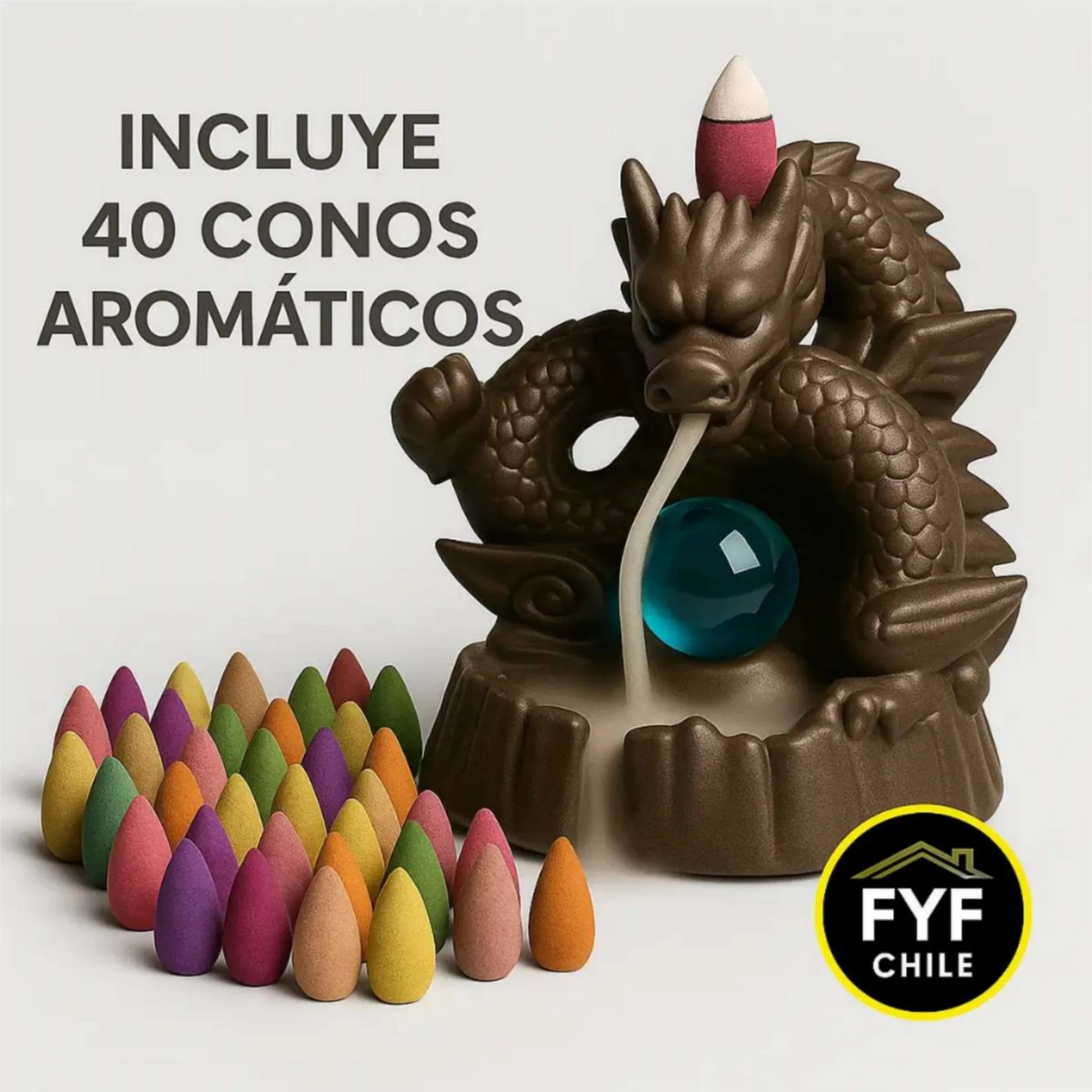 Cascada de humo dragón con 40 conos aromáticos backflow incluidos para aromaterapia zen