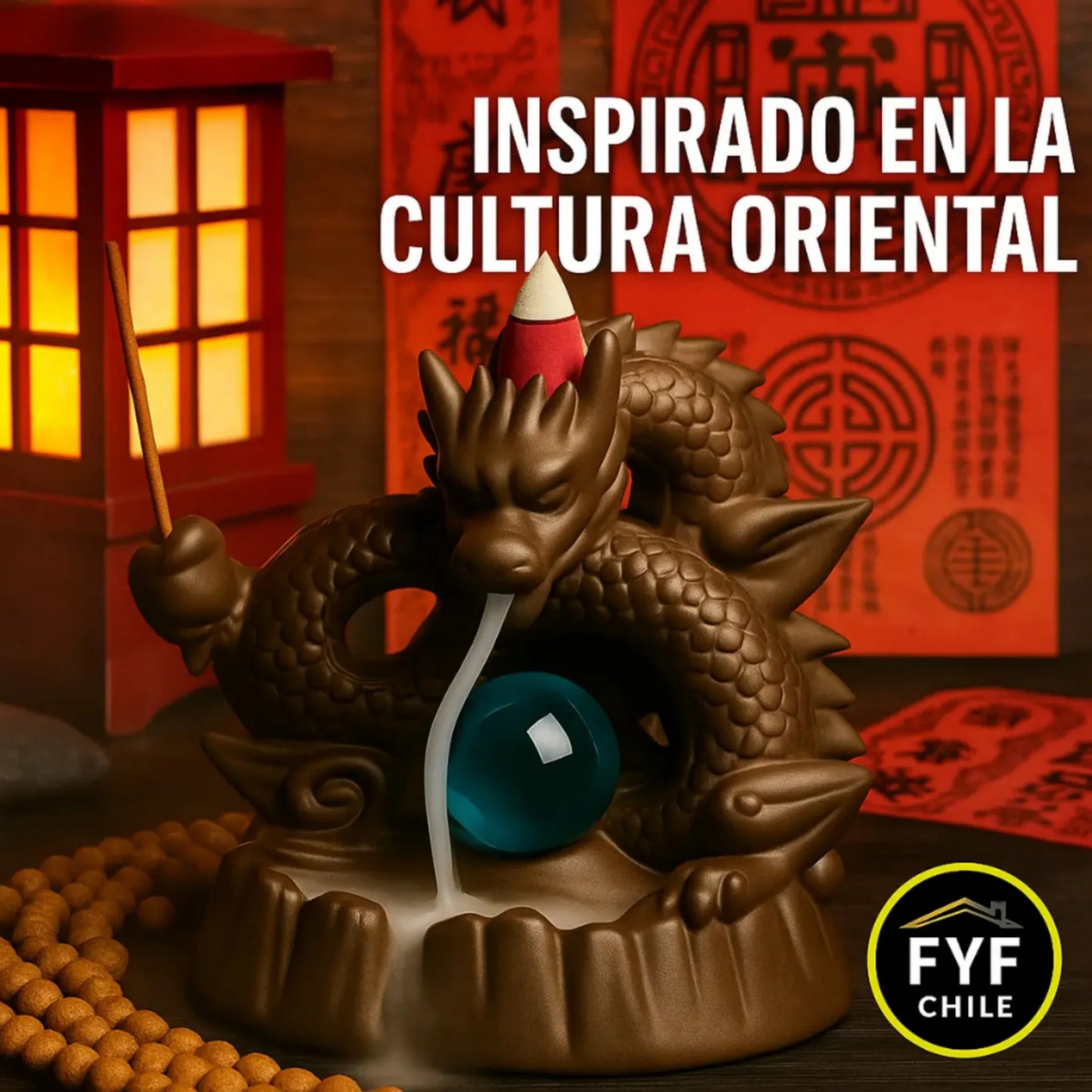 Cascada de humo dragón diseño premium en cerámica, pieza decorativa inspirada en la cultura oriental