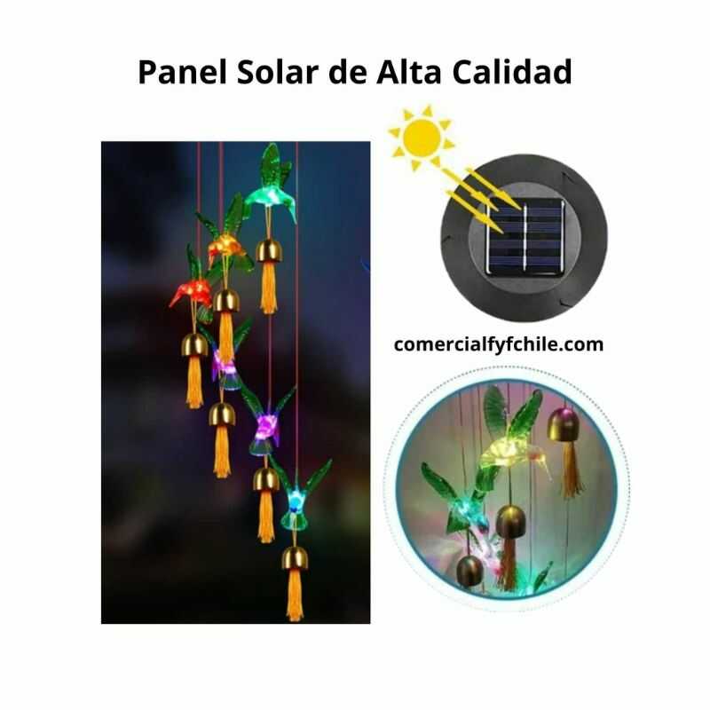 Panel solar del colgante de colibrí cargando con luz solar