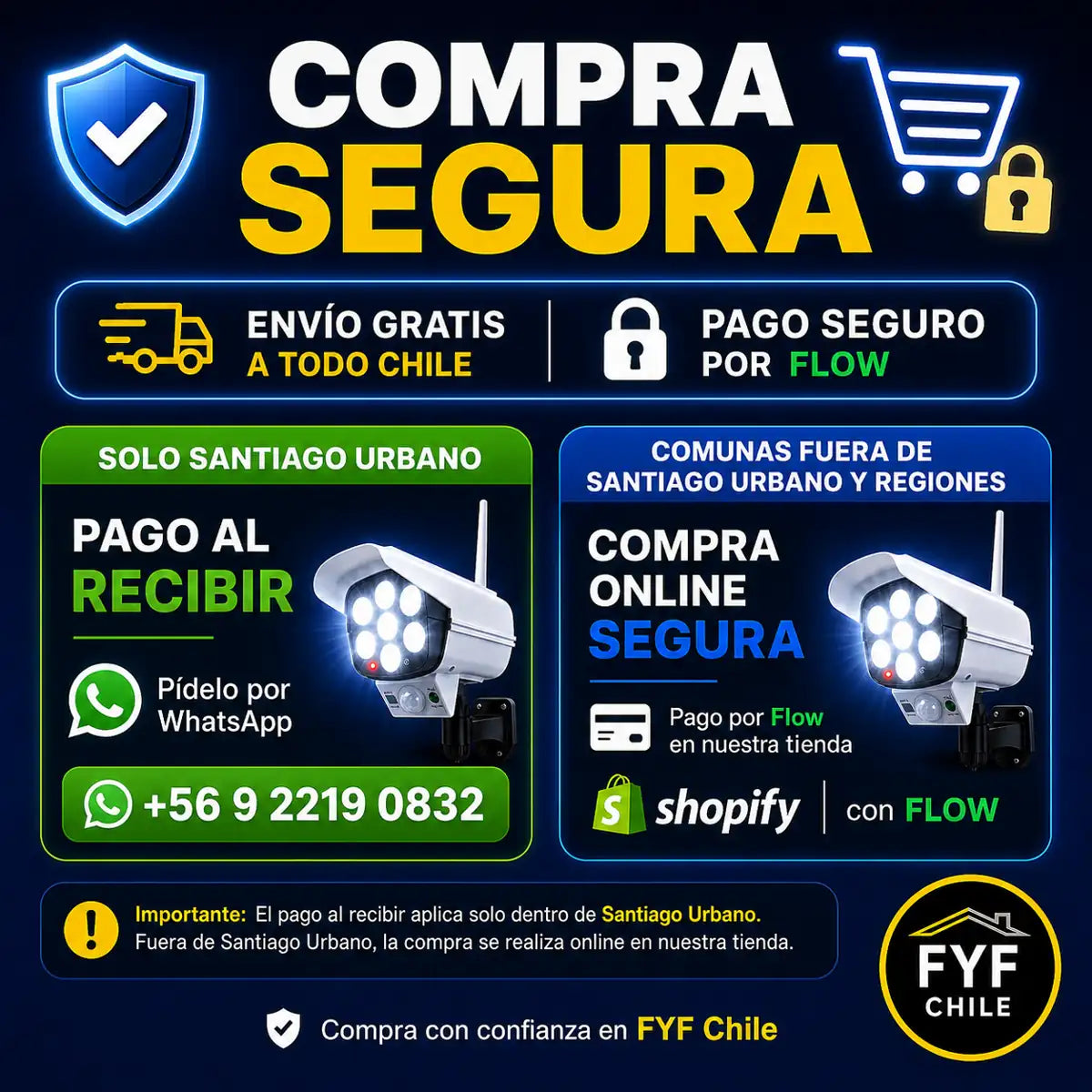 Compra segura de focos solares con envío gratis a todo Chile pago al recibir en Santiago y compra online protegida