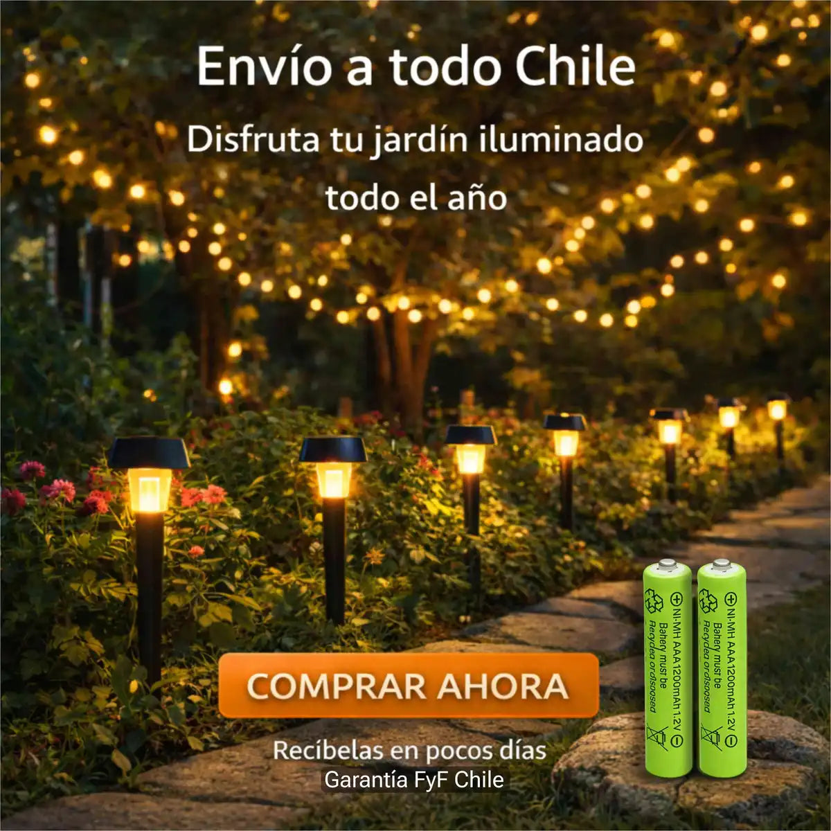 Compra de pilas solares AAA recargables con envío a todo Chile