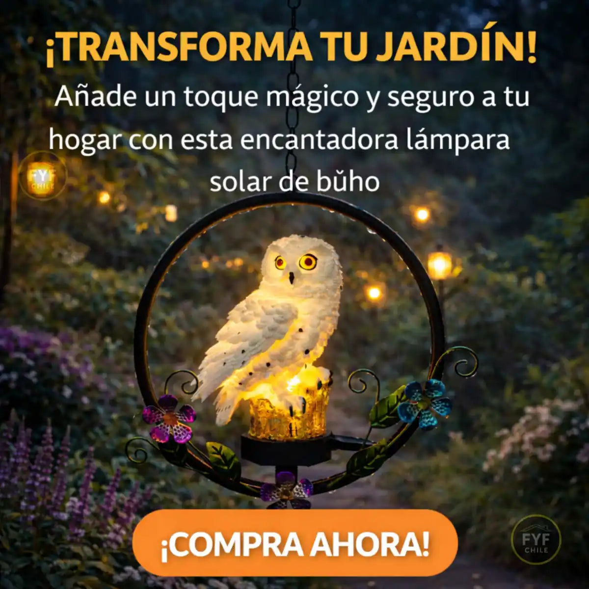 Colgante Solar Búho Blanco LED