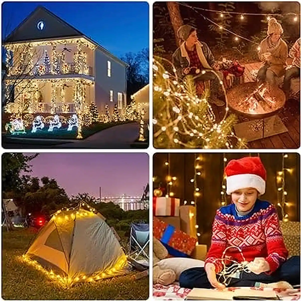 Luces solares decorativas para Navidad en casa, fogata, camping y habitación infantil con ambiente cálido