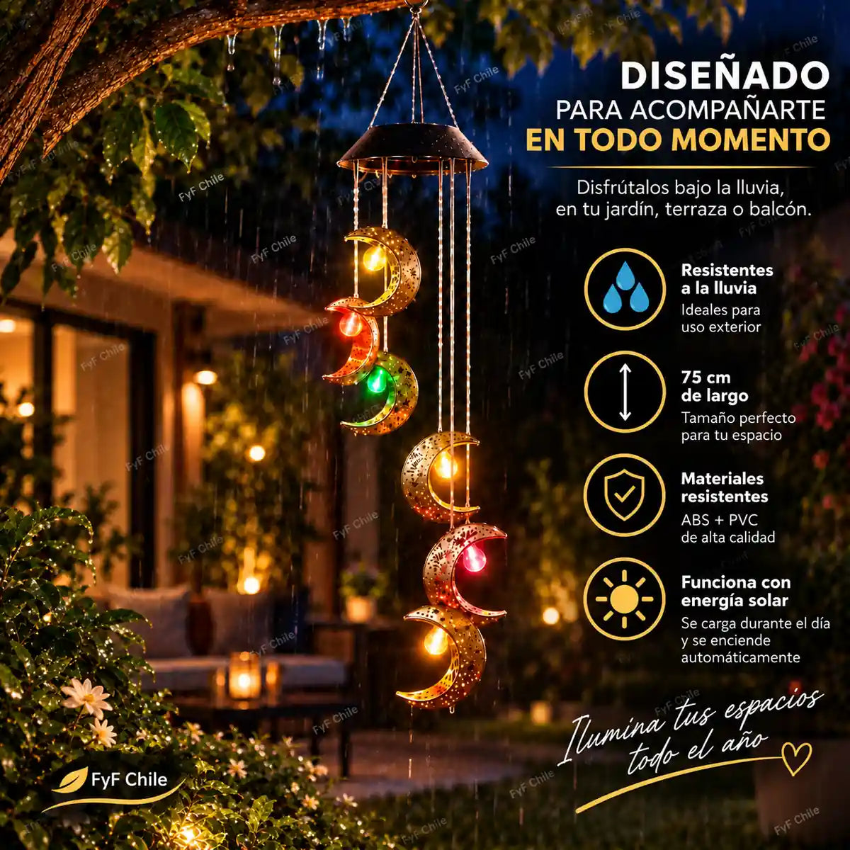 Luz solar exterior decorativa de luna LED resistente a la lluvia para jardín, terraza y balcón