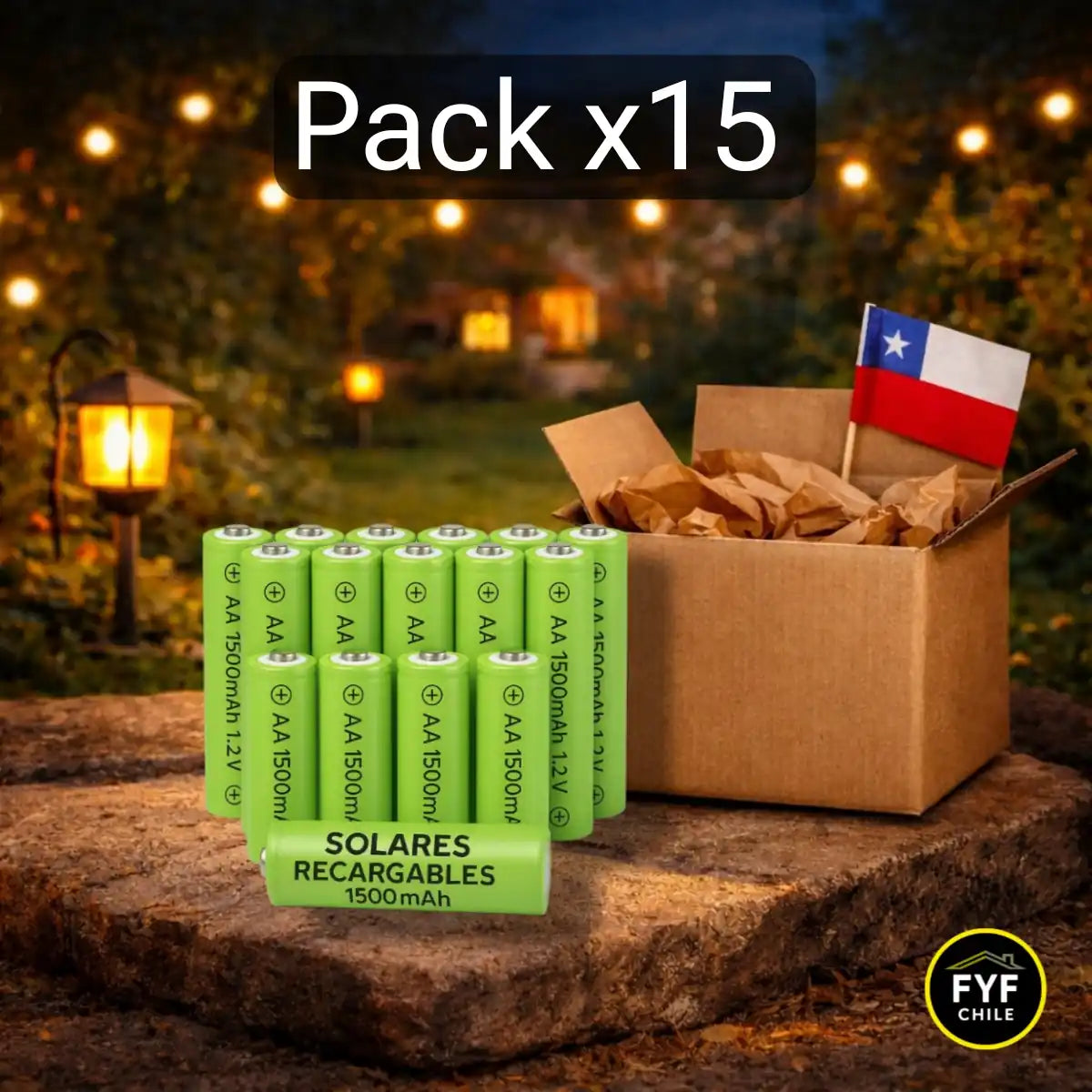Pack de 15 pilas solares AA 1500mAh recargables para recuperar luces solares de jardín