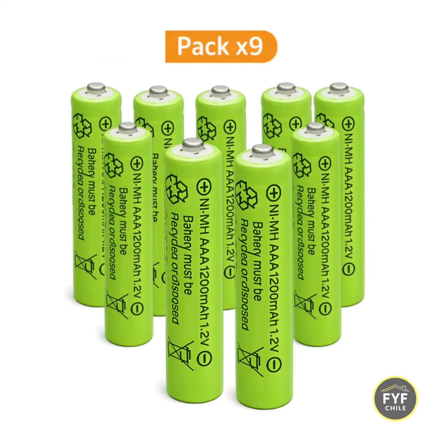 Pack de 9 pilas solares AAA 1200mAh recargables para adornos solares de jardín