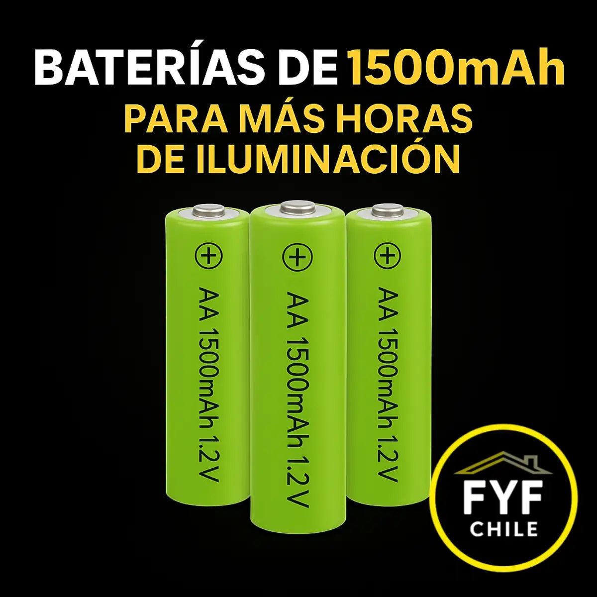 Pilas solares AA 1500mAh de larga duración para iluminación nocturna