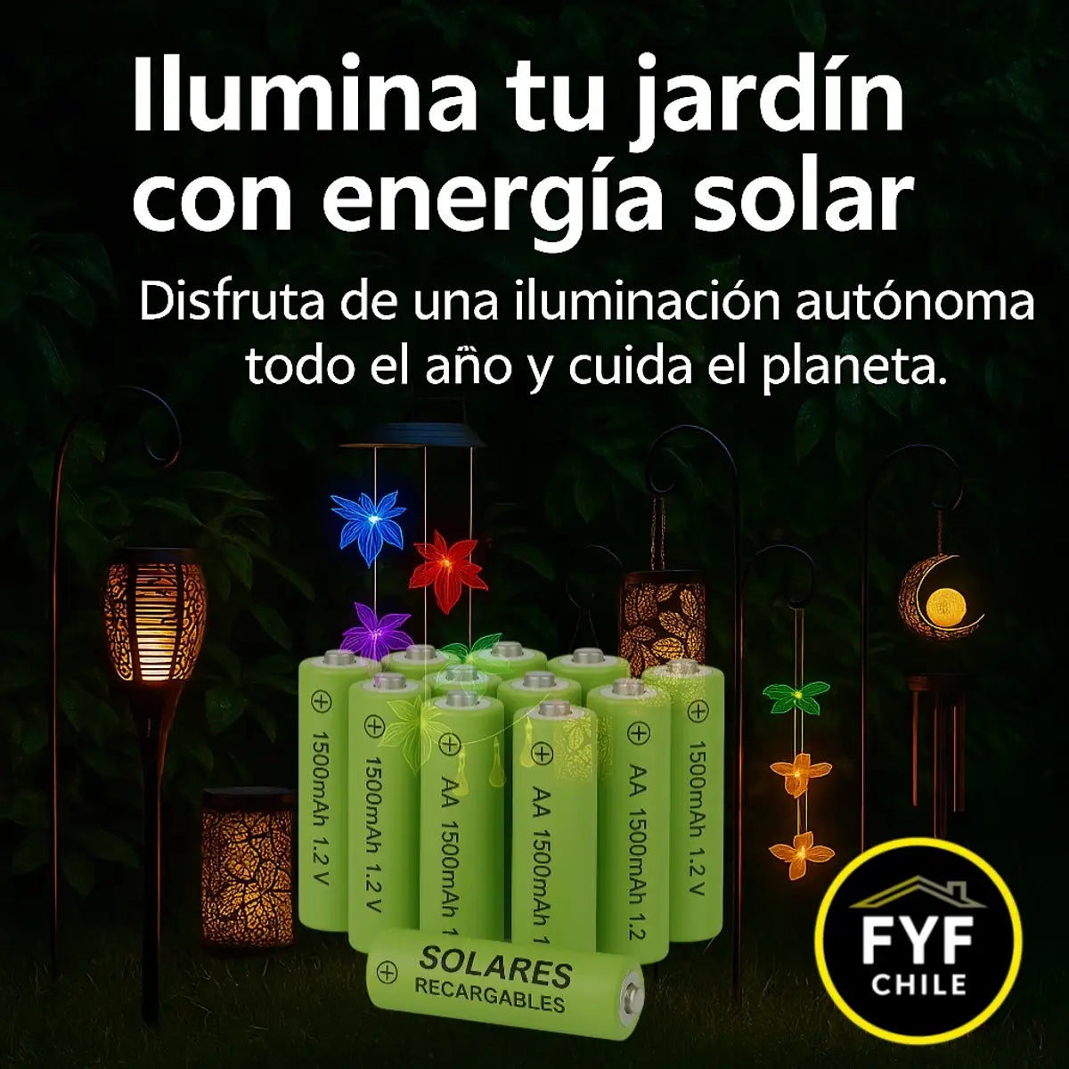 Pack x12 de pilas solares AA 1500mAh como opción recomendada para uso general