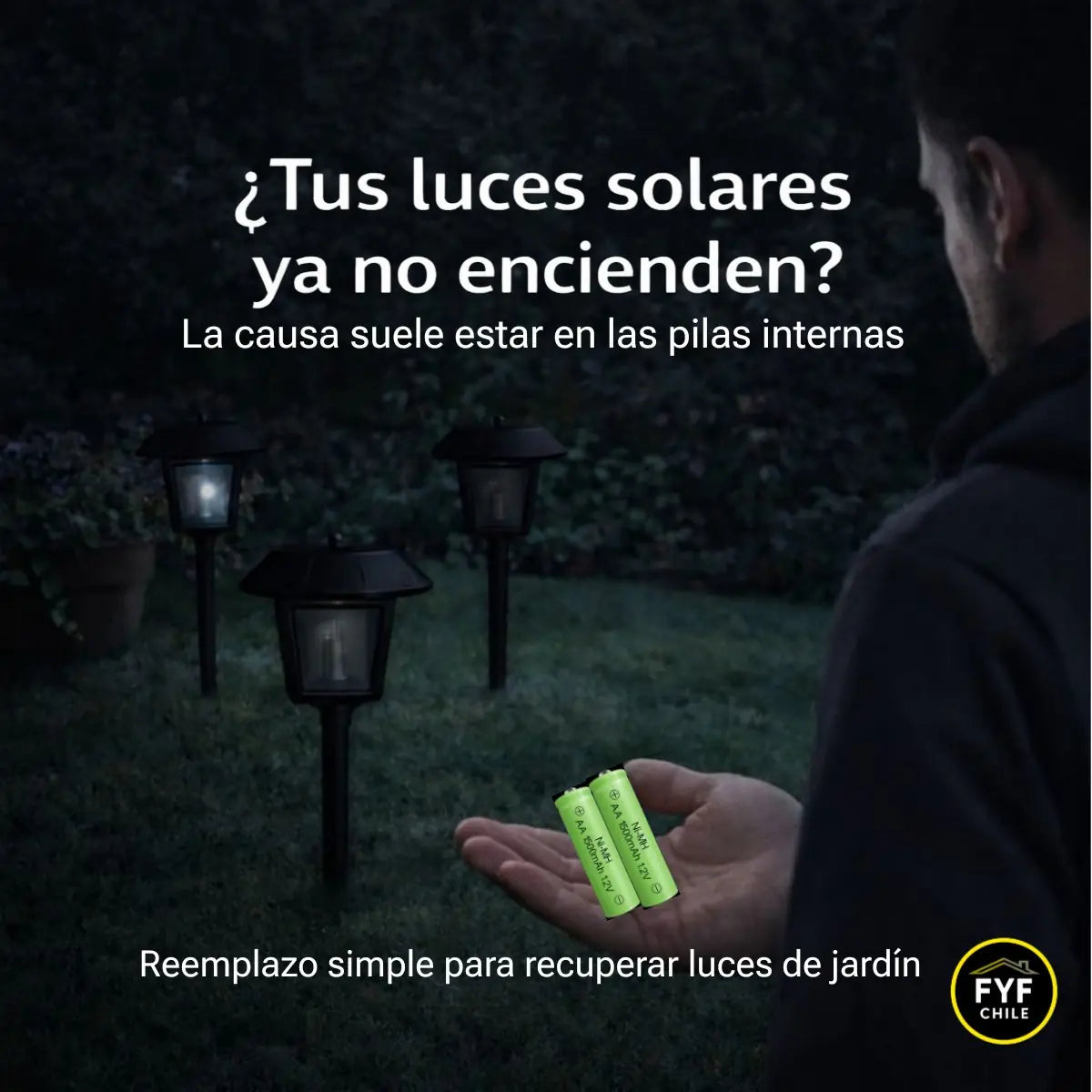 Pilas solares AA recargables para recuperar focos y adornos solares que ya no encienden