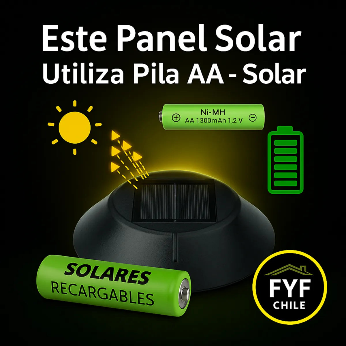 Pilas solares AA compatibles con guirnaldas y colgantes solares