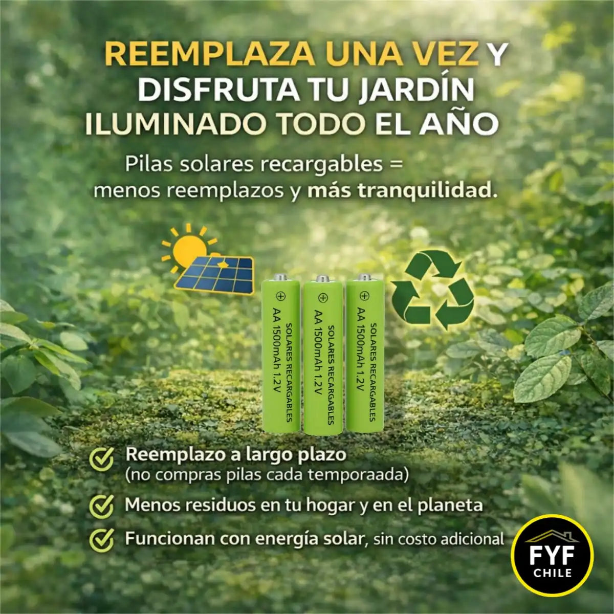 Pilas solares AA ecológicas que ahorran energía y dinero