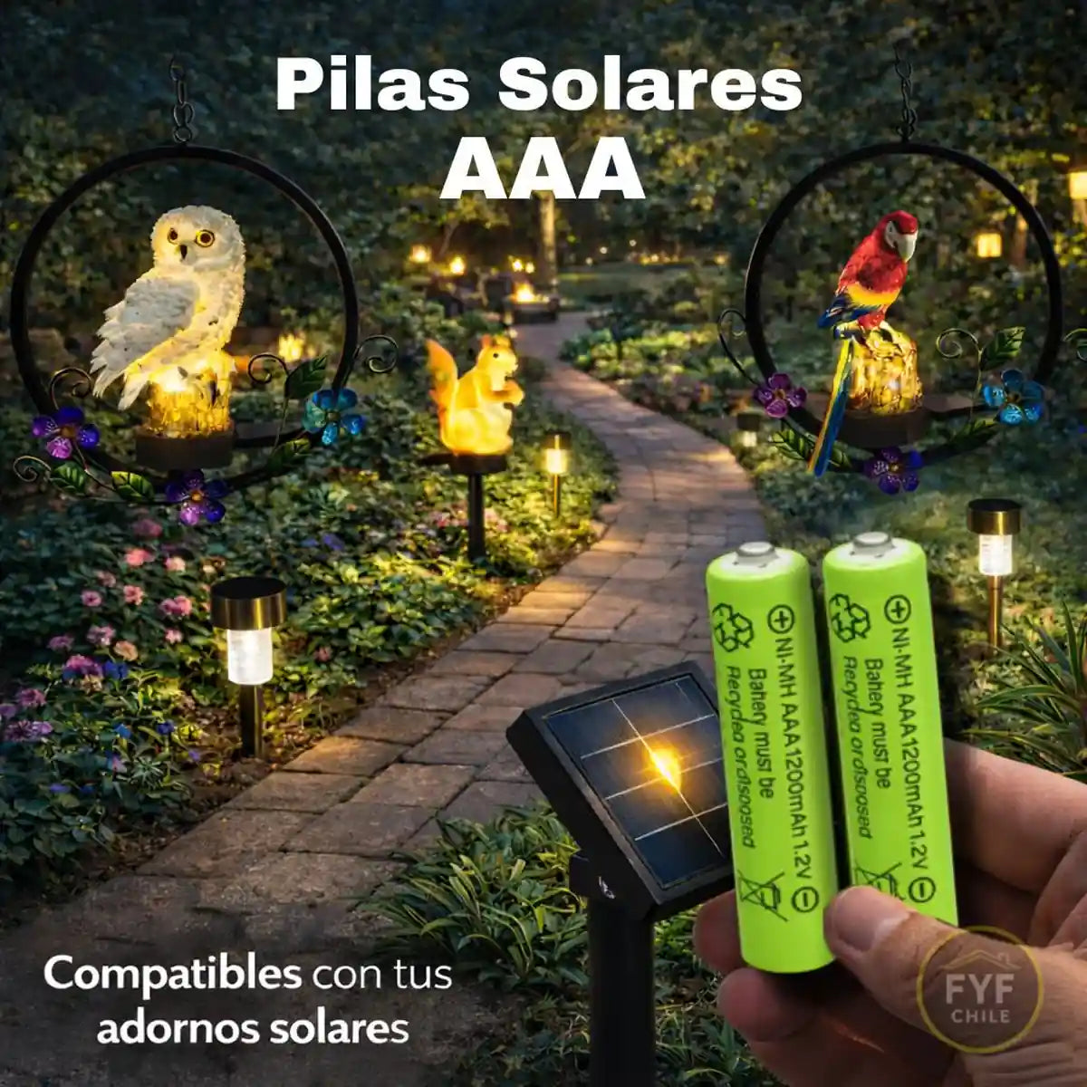 Pilas solares AAA 1200mAh compatibles con guirnaldas y luces solares decorativas