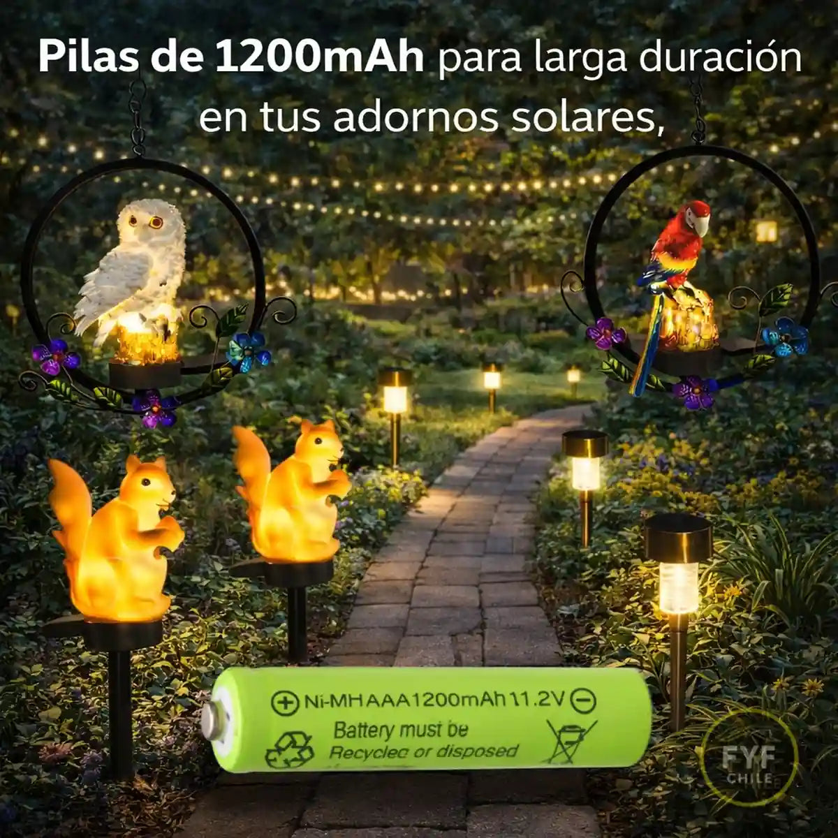 Pilas solares AAA 1200mAh con buena duración nocturna para luces solares de jardín