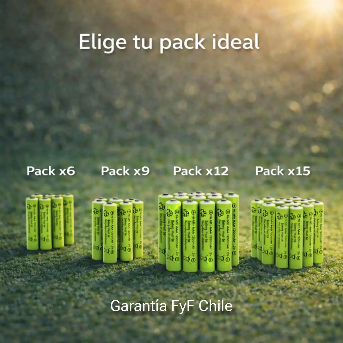 Comparación de packs x6, x9, x12 y x15 de pilas solares AAA recargables