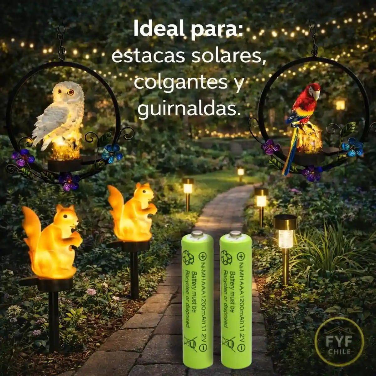 Uso real de pilas solares AAA 1200mAh en guirnaldas y adornos solares exteriores