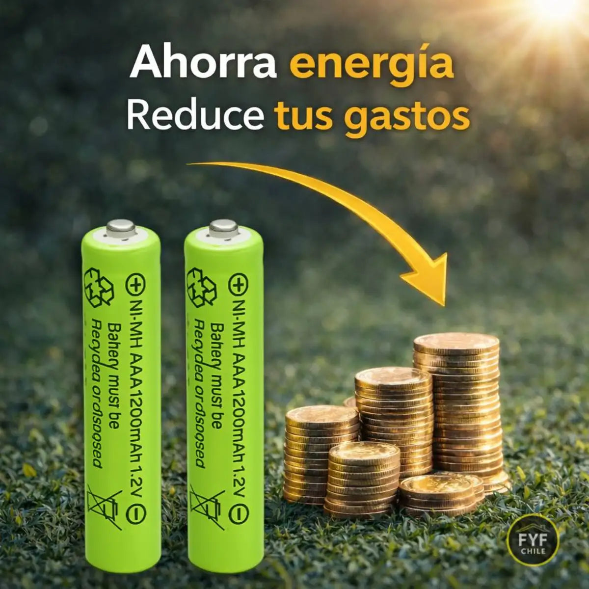 Pilas solares AAA ecológicas que ahorran energía