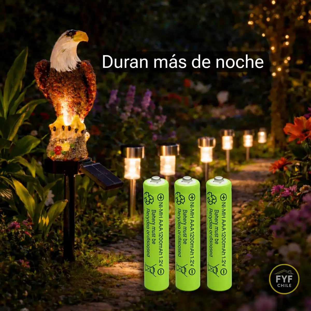 Pilas solares AAA con mayor duración nocturna