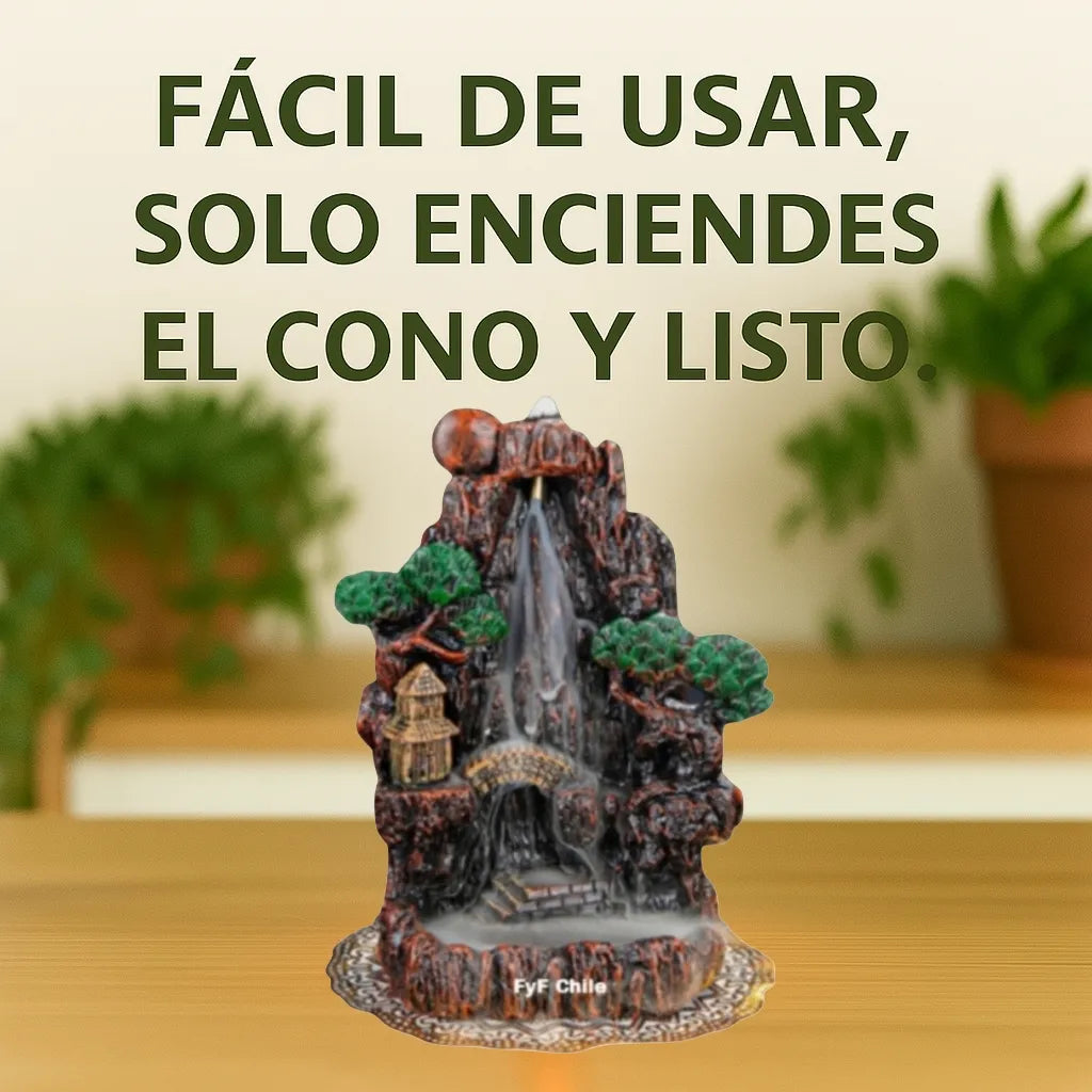 Porta incienso cascada como accesorio para meditación, yoga y relajación