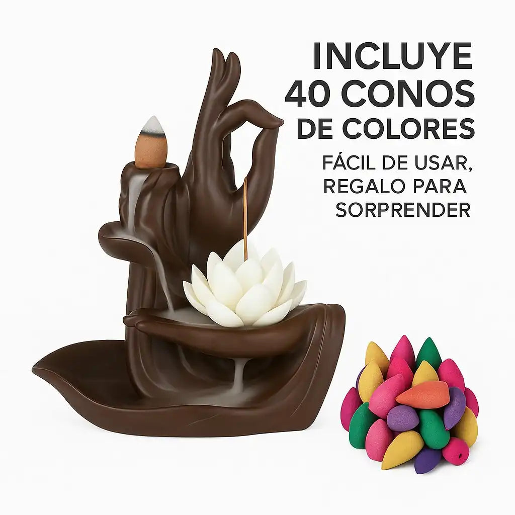 Quemador de incienso con 40 conos incluidos, presentado como regalo de aromaterapia zen