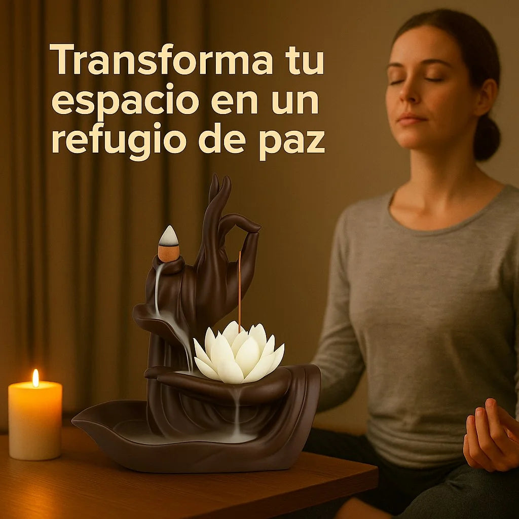 Quemador de Incienso Cascada Zen + 40 Conos Aromáticos